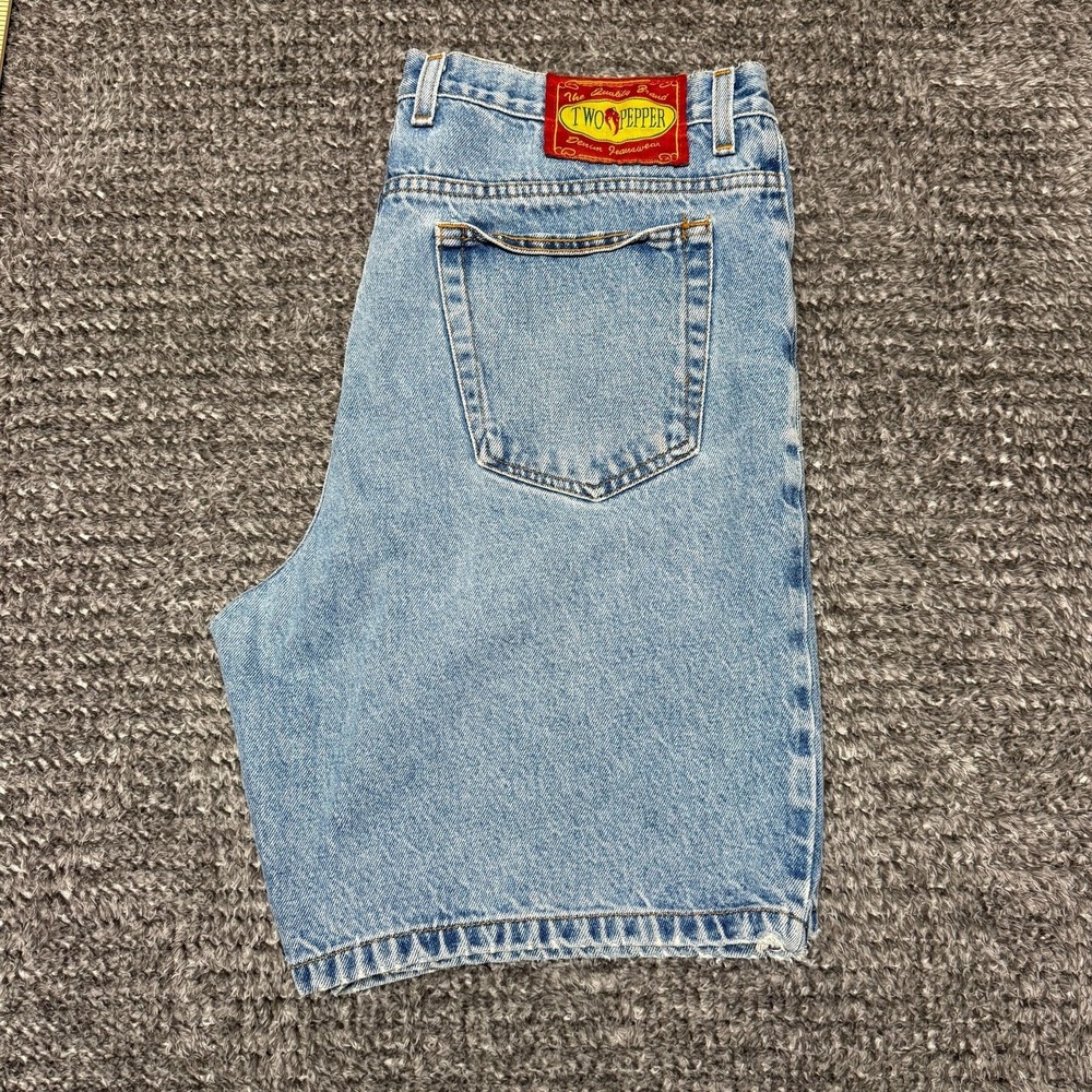 Two‎ Pepper Mens Jean Shorts Size 36 Light Wash Blue Denim Cotton Vintage
